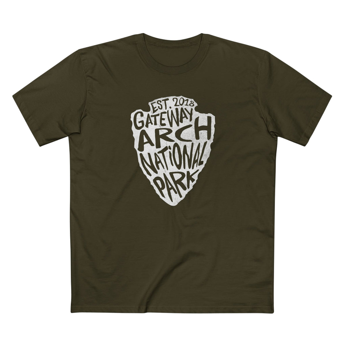 Gateway Arch National Park T-Shirt - Arrowhead Design in Army