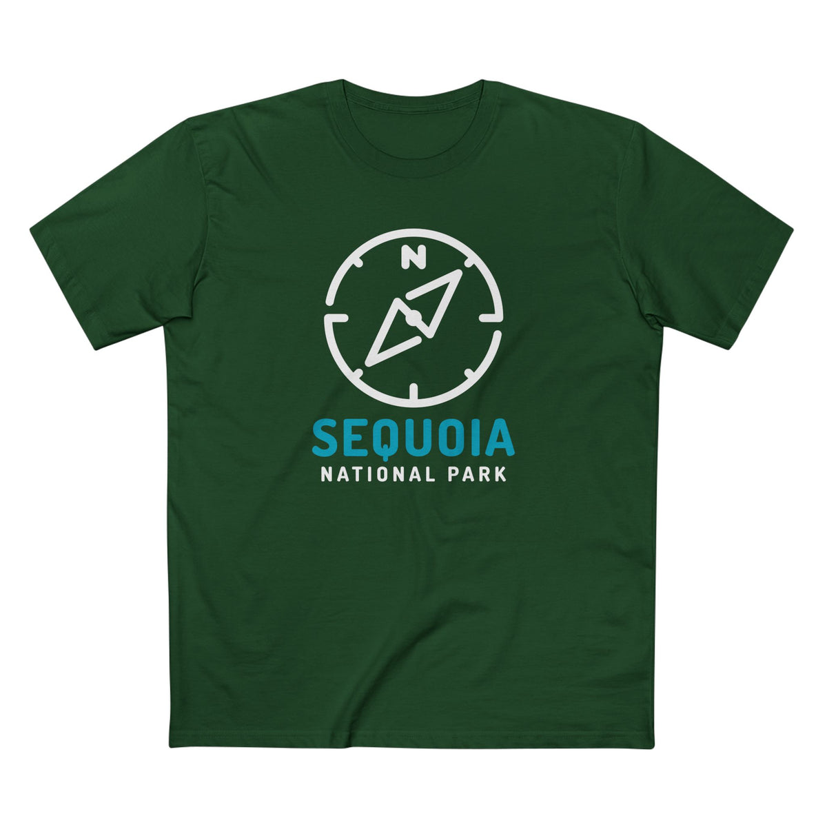 Sequoia National Park T-Shirt Compass Design in Forest Green