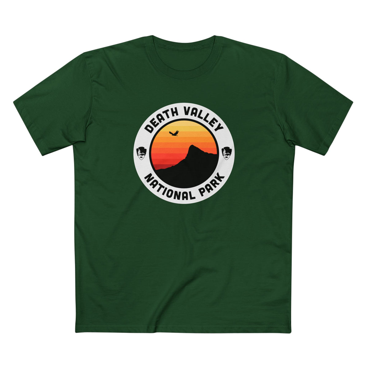 Death Valley National Park T-Shirt - Round Badge Design in Forest Green