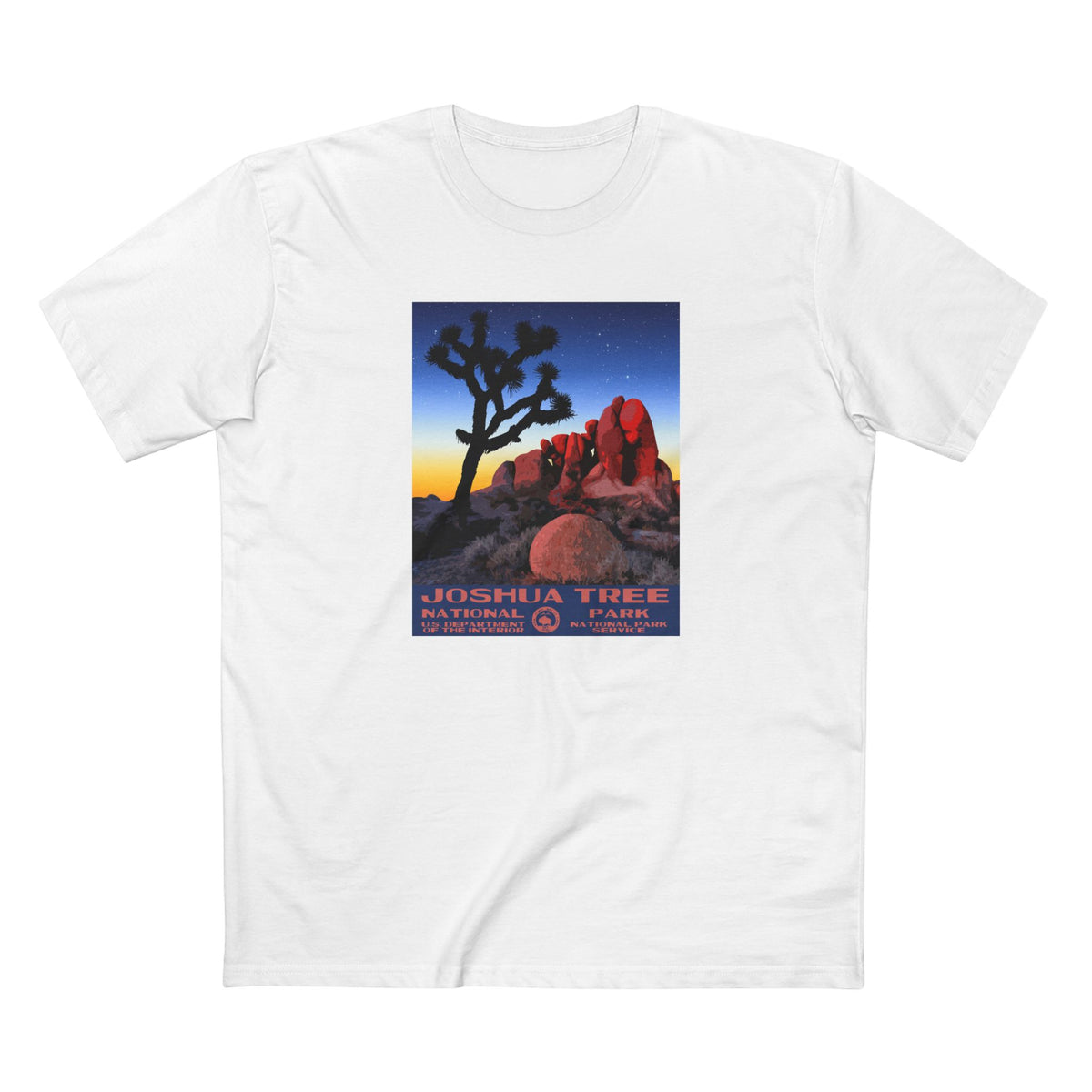 Joshua Tree National Park T-Shirt - Skull Rock WPA in White