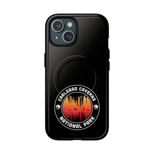 Carlsbad Caverns National Park iPhone Case with MagSafe - Orange Round Emblem Design
