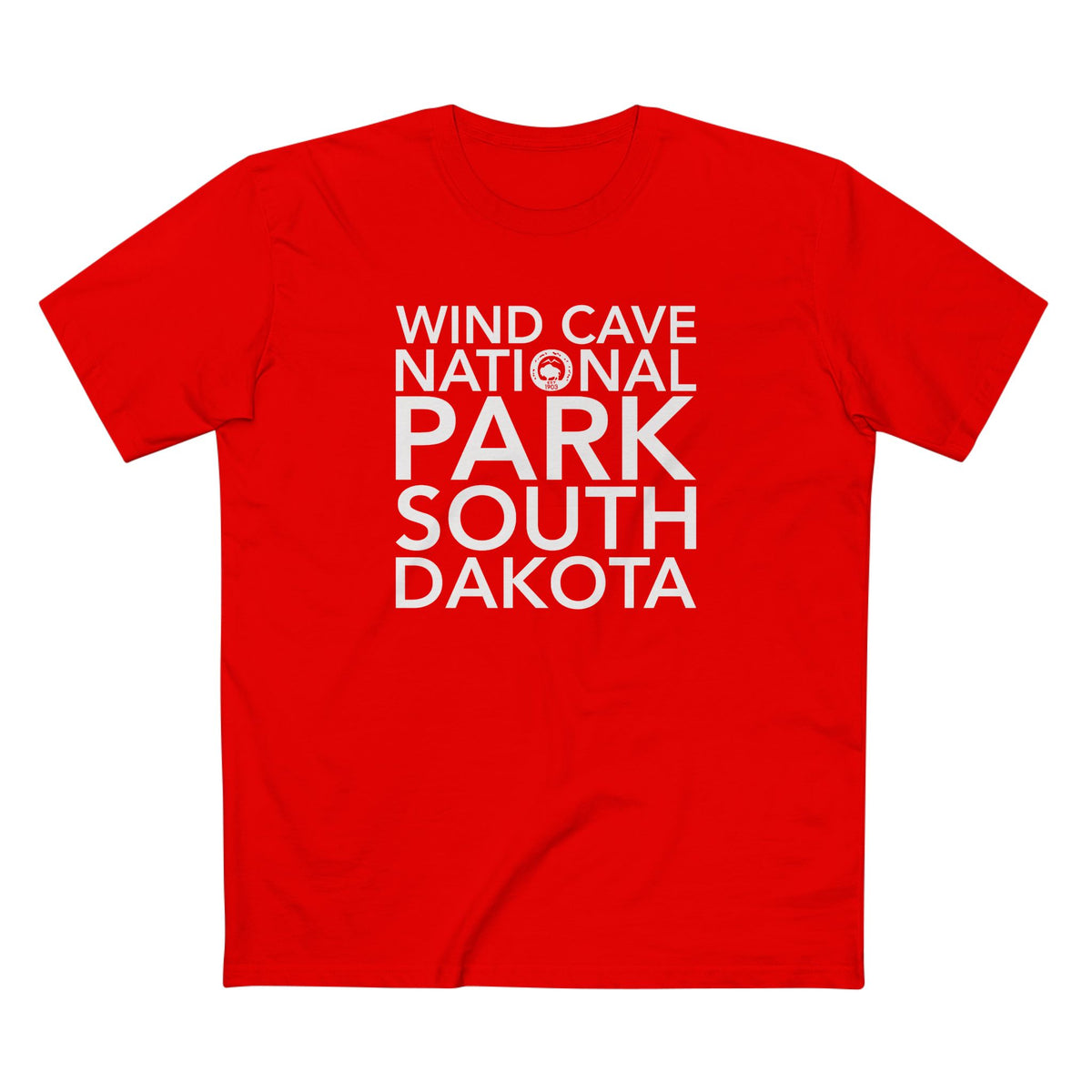 Wind Cave National Park T-Shirt Block Text in Red