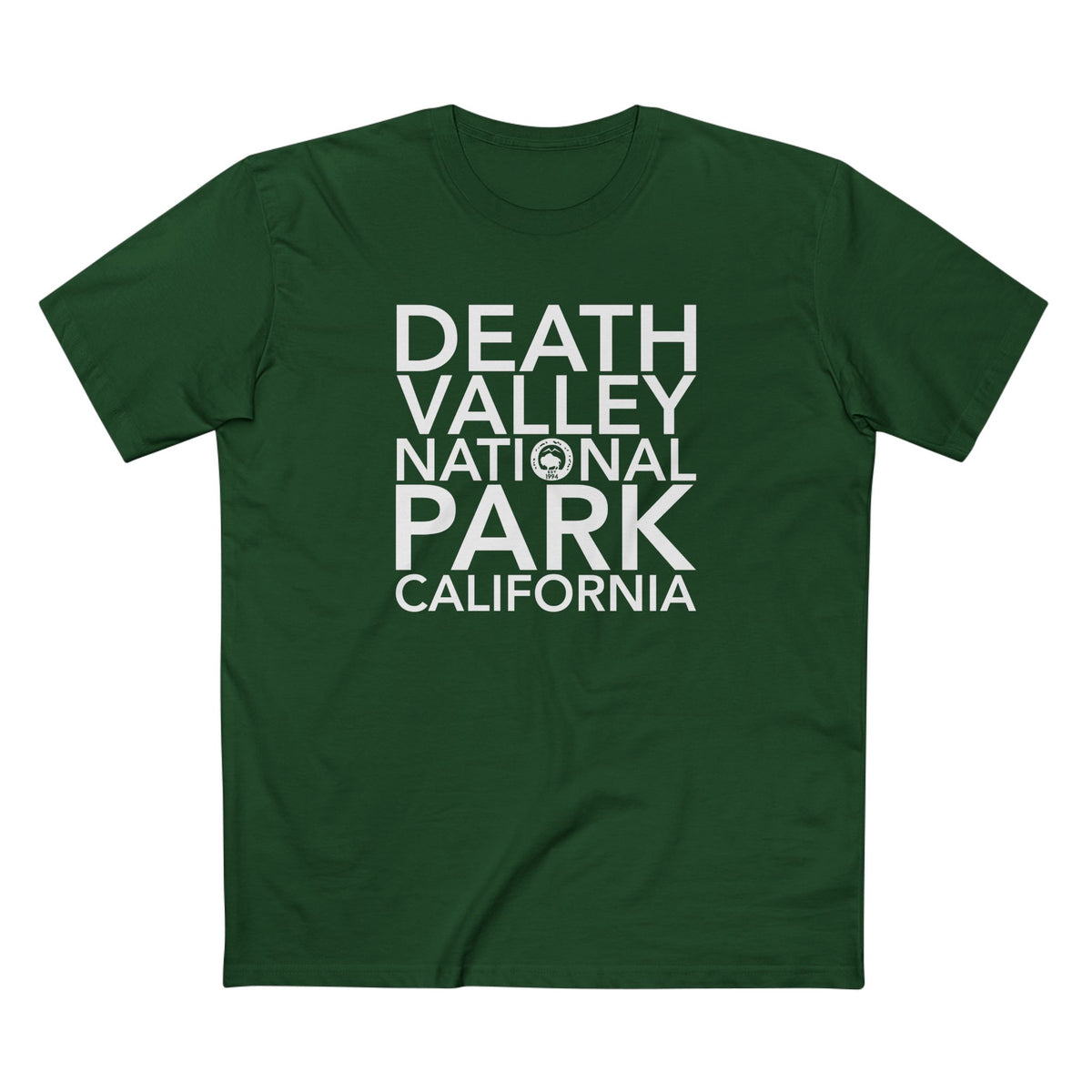 Death Valley National Park T-Shirt Block Text in Forest Green