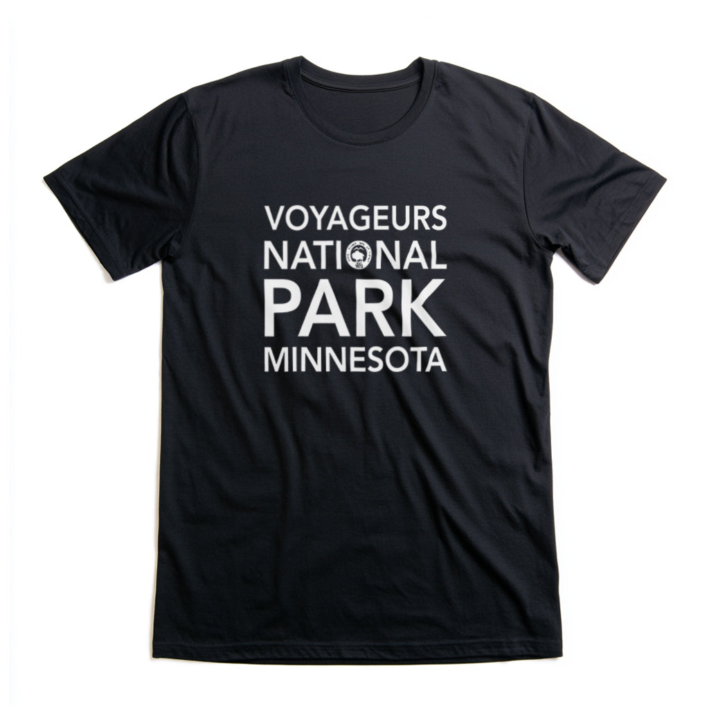 Voyageurs National Park T-Shirt Block Text in Black