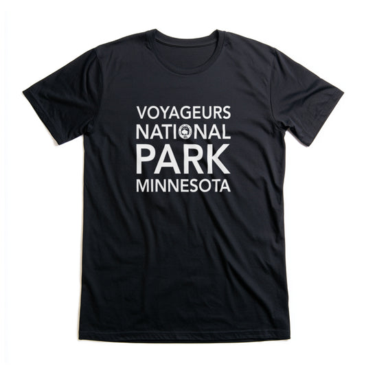Voyageurs National Park T-Shirt Block Text in Black
