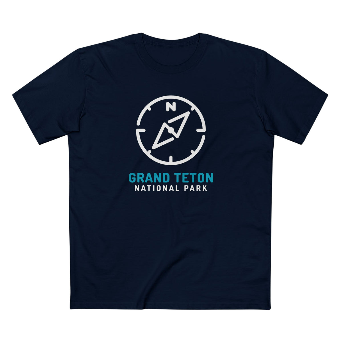 Grand Teton National Park T-Shirt Compass Design in Navy