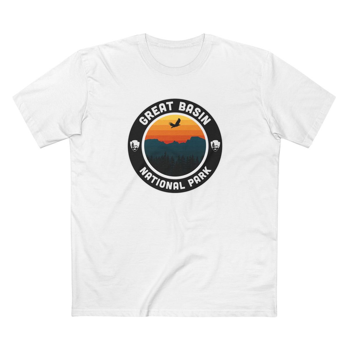 Great Basin National Park T-Shirt - Round Badge Design in White