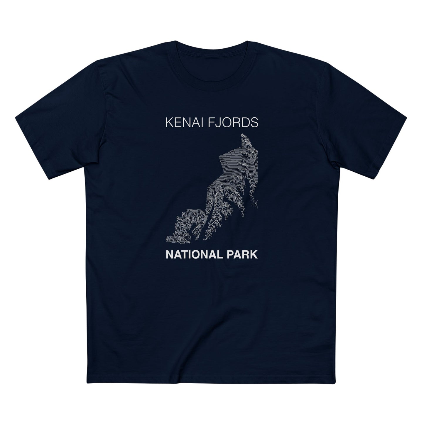 Kenai Fjords National Park T-Shirt Lines in Navy