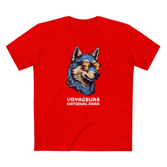 Voyageurs National Park T-Shirt - Smooth Wolf in Red