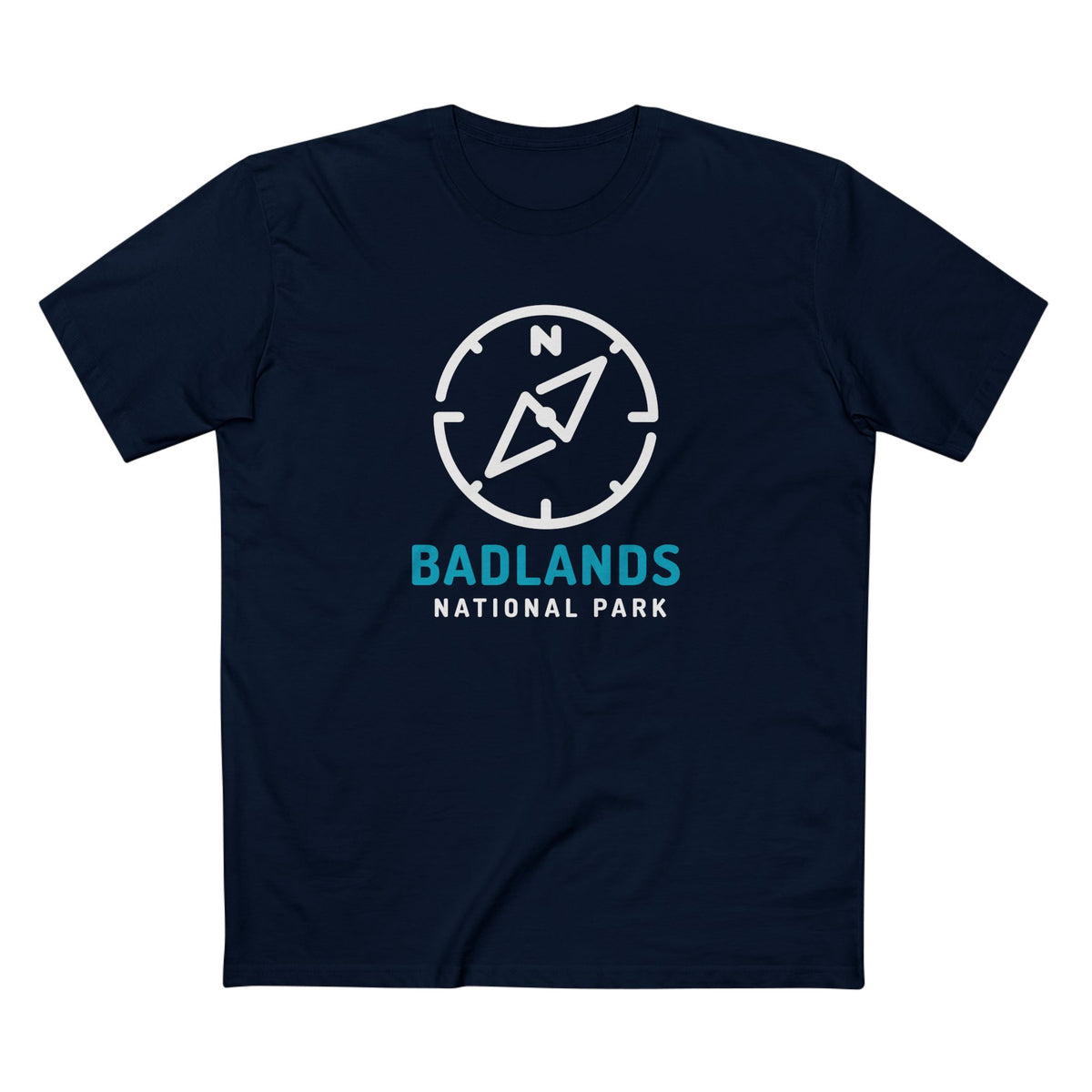 Badlands National Park T-Shirt Compass Design in Navy