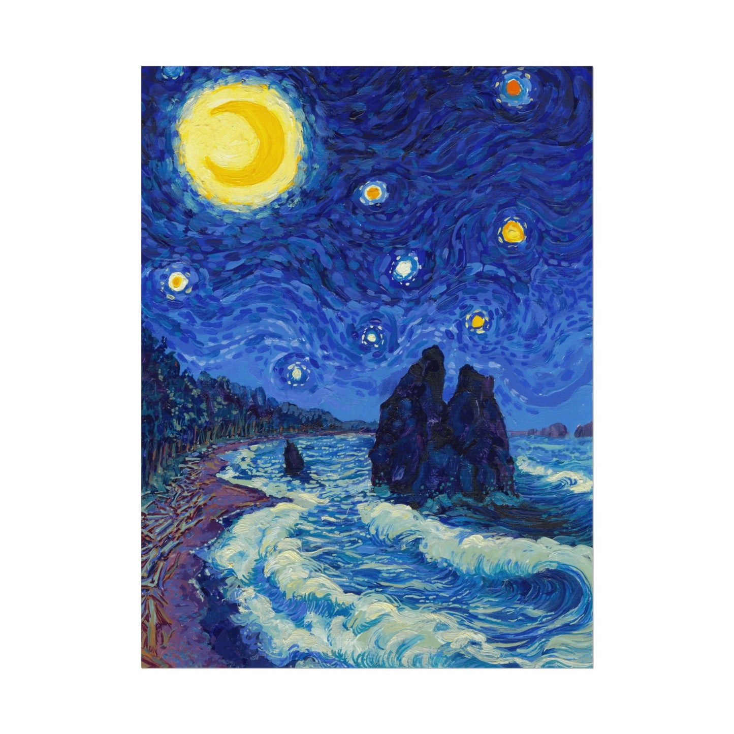 Olympic National Park Starry Night Poster - Premium Textured Paper