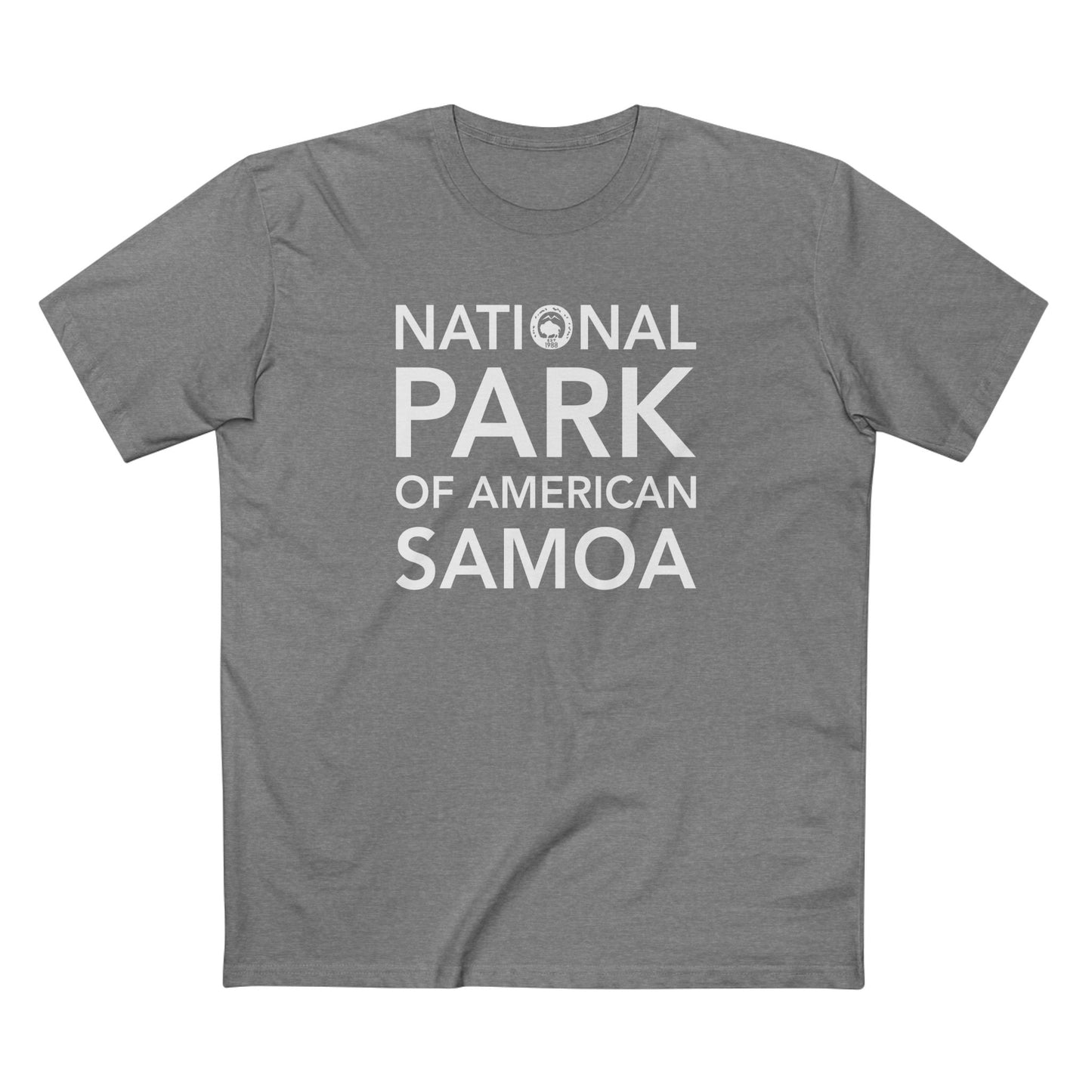 American Samoa National Park T-Shirt Block Text in Athletic Heather