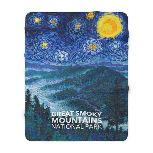 Great Smoky Mountains National Park Sherpa Blanket - The Starry Night