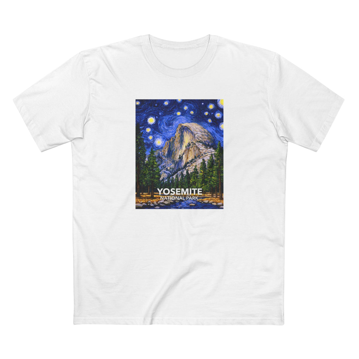 Yosemite National Park T-Shirt - The Starry Night in White