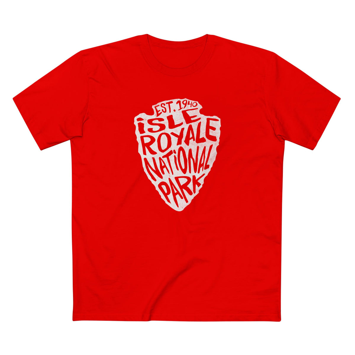 Isle Royale National Park T-Shirt - Arrowhead Design in Red