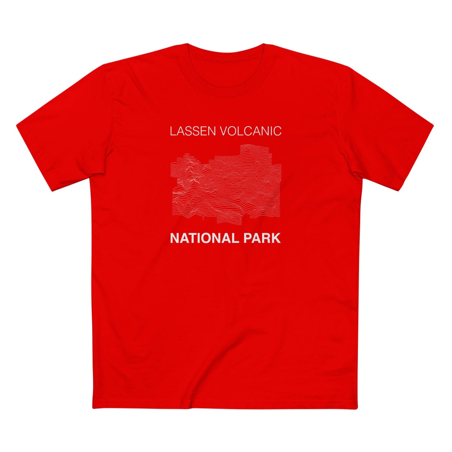 Lassen Volcanic National Park T-Shirt Lines in Red
