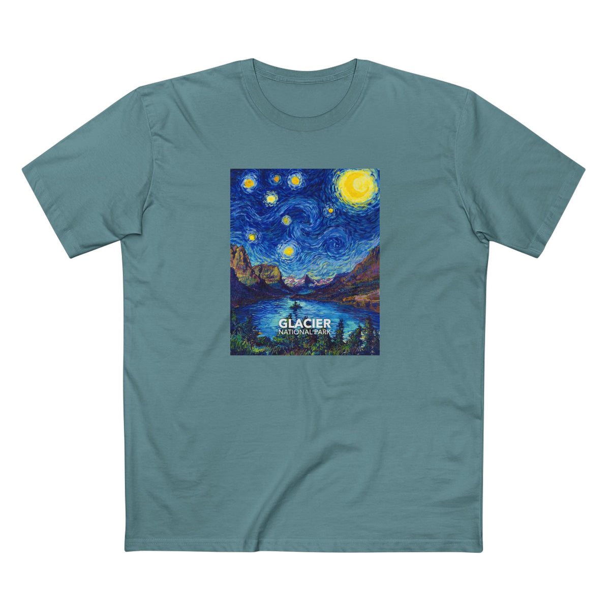 Glacier National Park T-Shirt - The Starry Night in Slate Blue