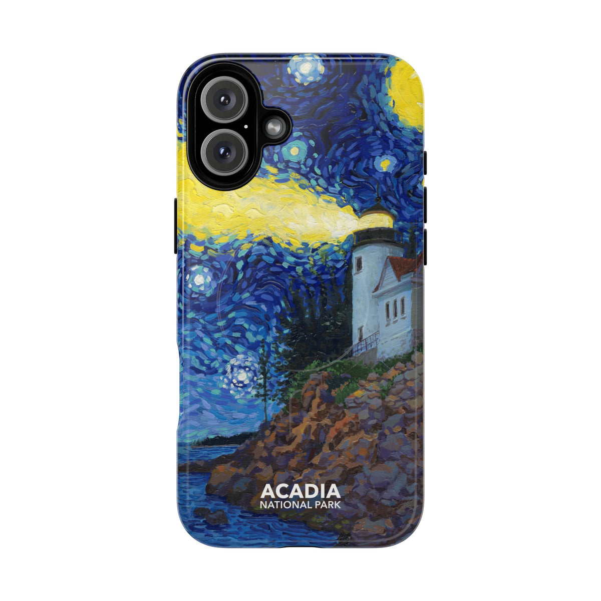 Acadia National Park iPhone Case with MagSafe - Starry Night Lighthouse