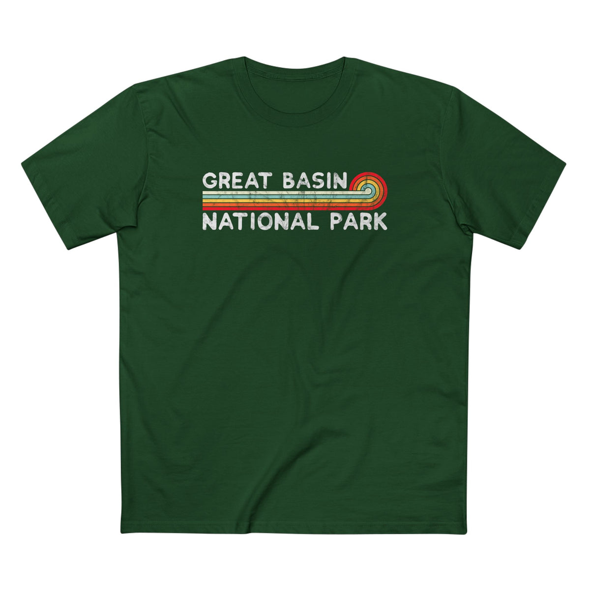 Great Basin National Park T-Shirt - Vintage Stretched Sunrise in Forest Green
