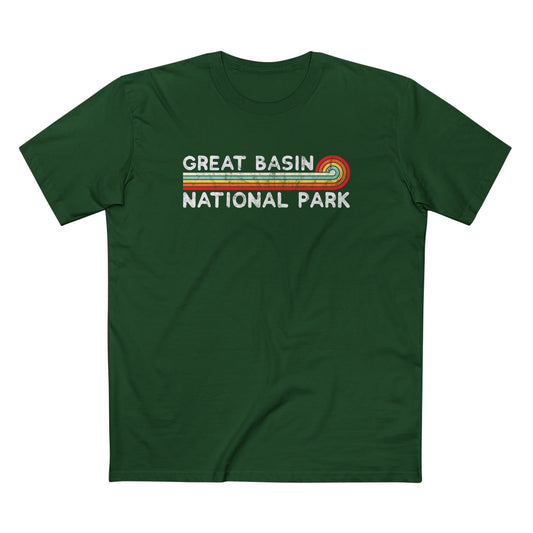 Great Basin National Park T-Shirt - Vintage Stretched Sunrise in Forest Green
