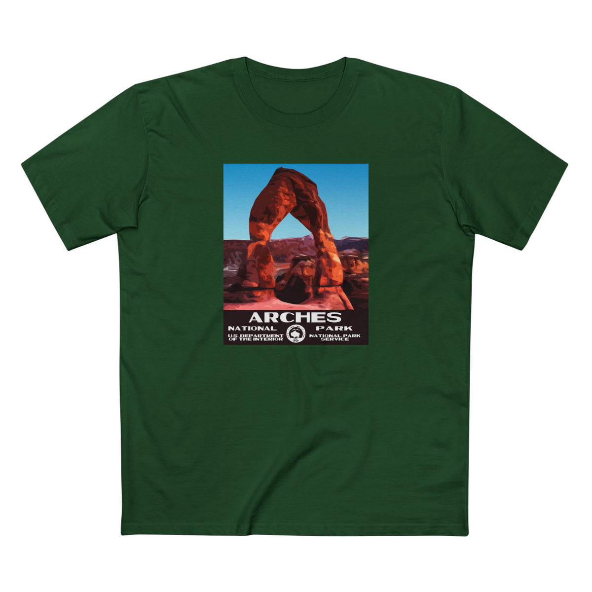 Arches Men's Cotton Crew T-Shirt in Forest Green