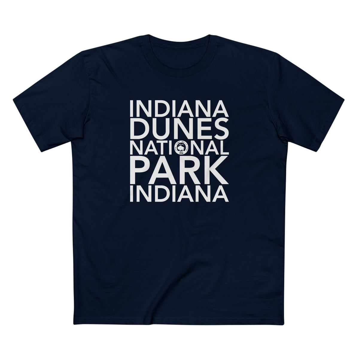 Indiana Dunes National Park T-Shirt Block Text in Navy