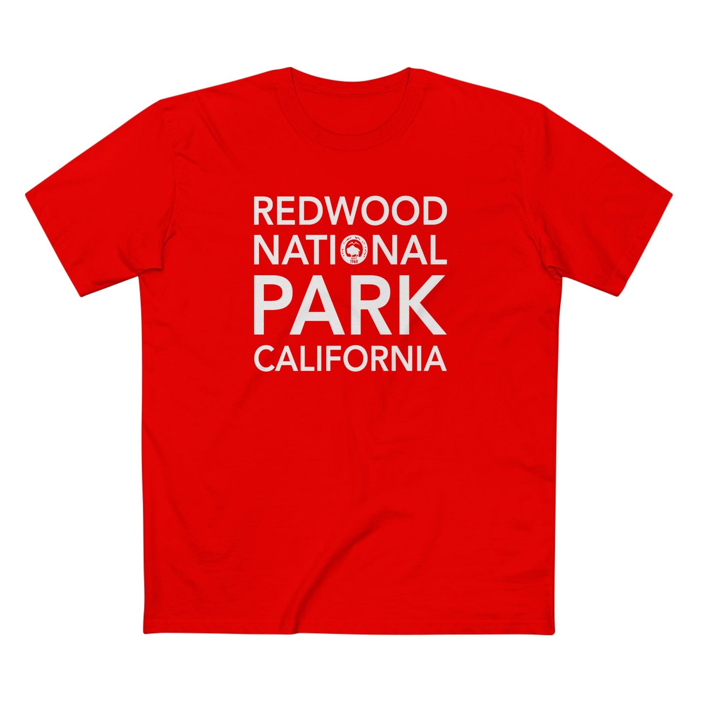 Redwood National Park T-Shirt Block Text in Red