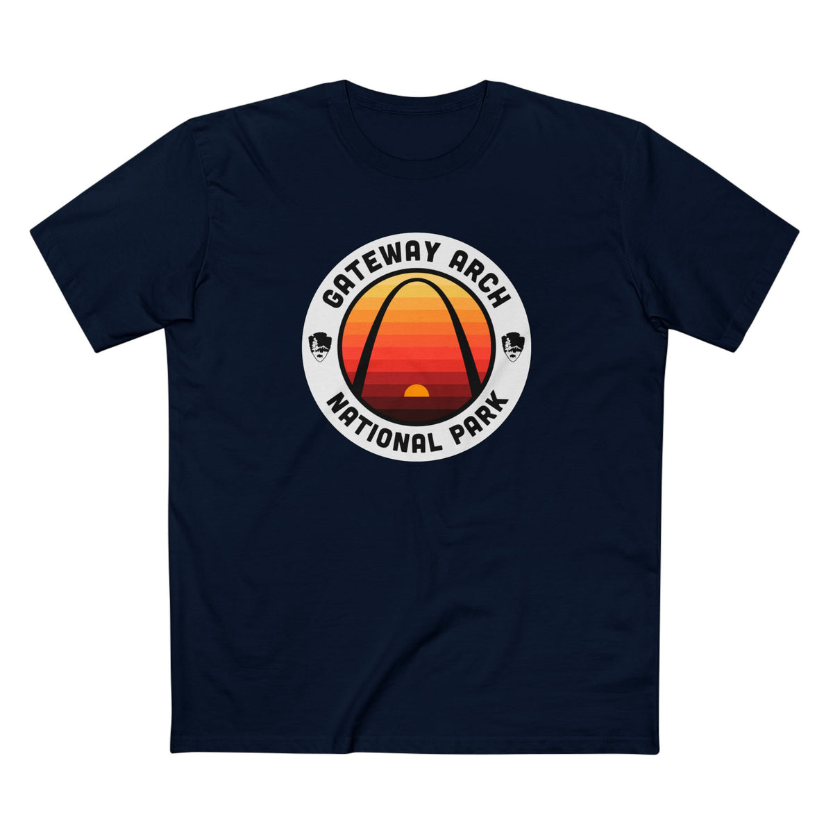 Gateway Arch National Park T-Shirt - Round Badge Design in Navy