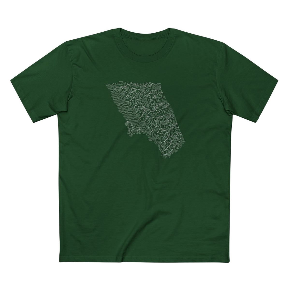 Glacier National Park T-Shirt - Topographical Lines in Forest Green