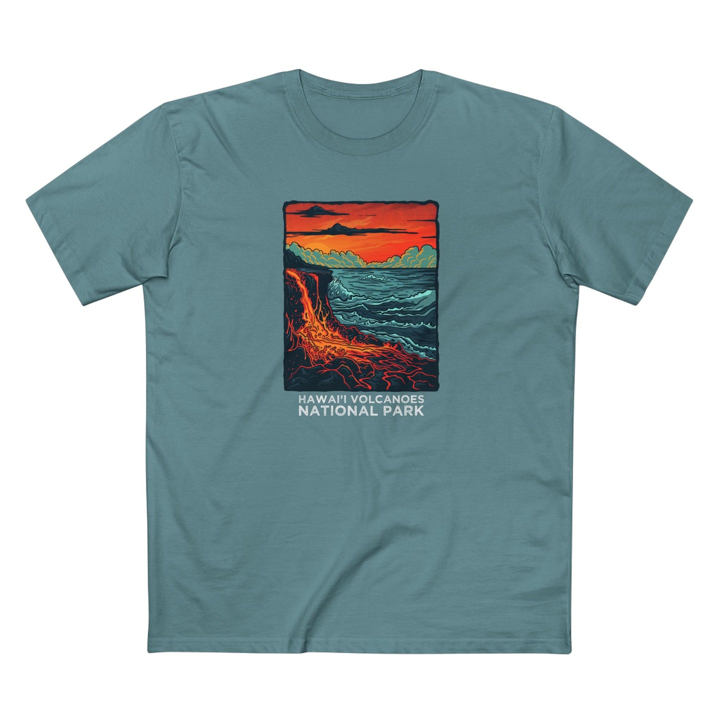 Hawai'i Volcanoes National Park T-Shirt - Sea Lava in Slate Blue