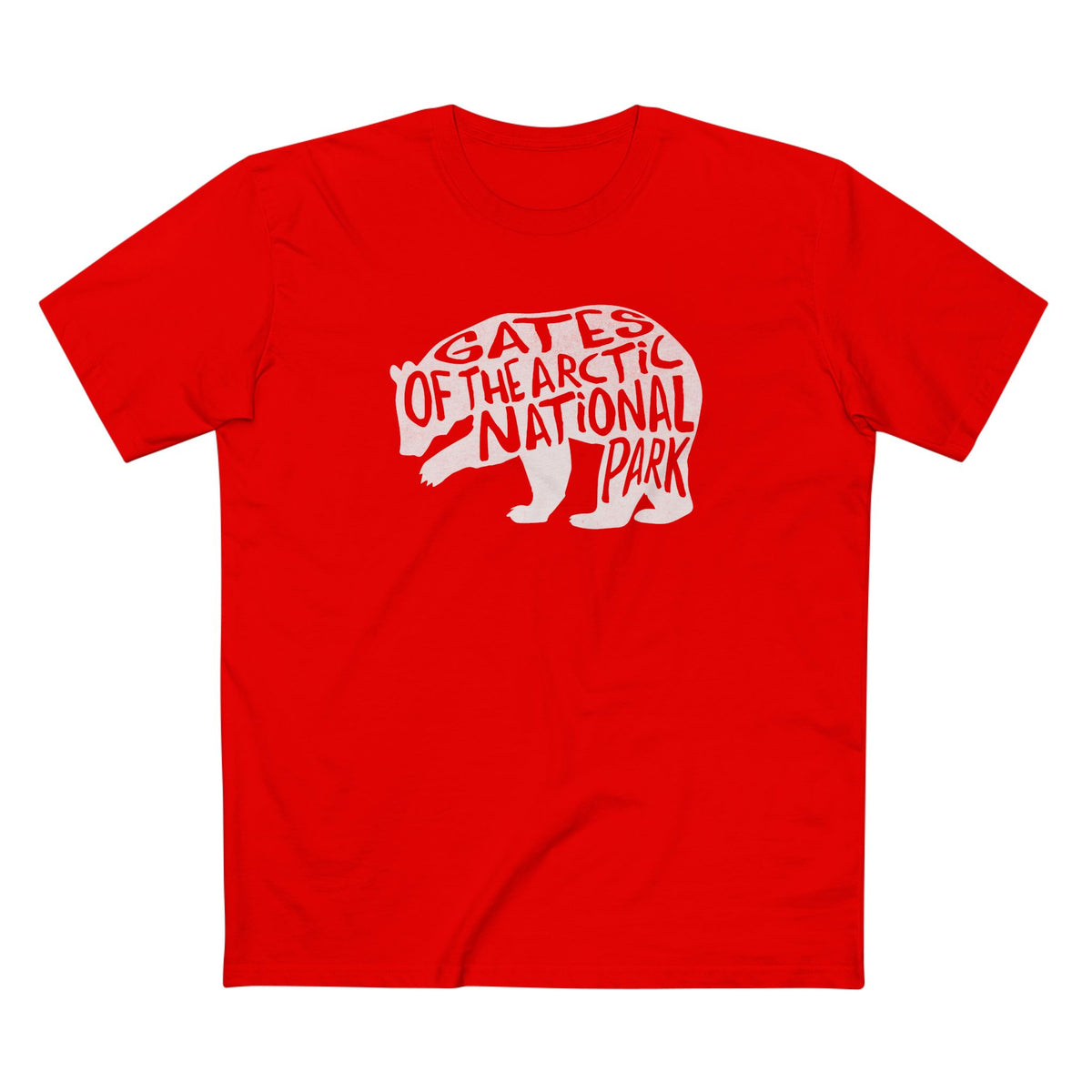 Gates of the Arctic National Park T-Shirt - Grizzly Bear in Red