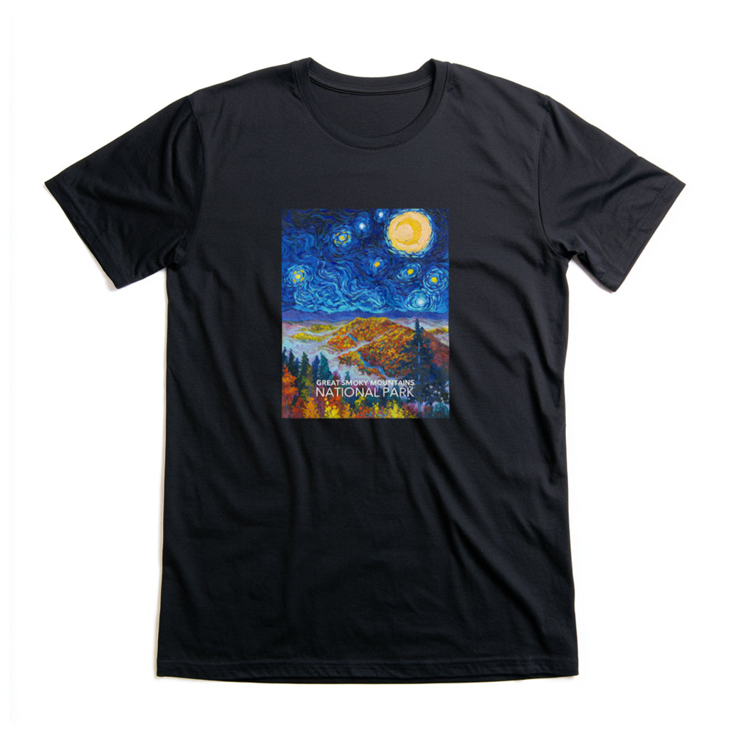 Great Smoky Mountains National Park T-Shirt - The Starry Night in Black