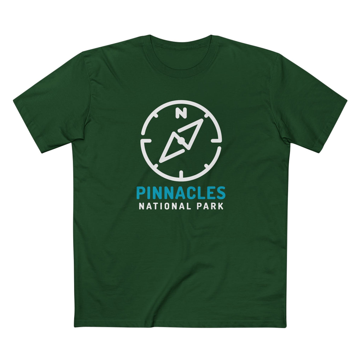 Pinnacles National Park T-Shirt Compass Design in Forest Green