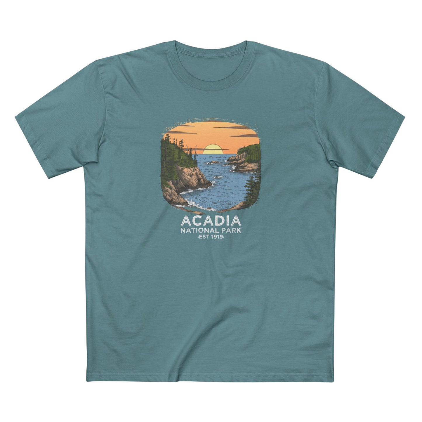 Acadia National Park T-Shirt - Vintage Design in Slate Blue