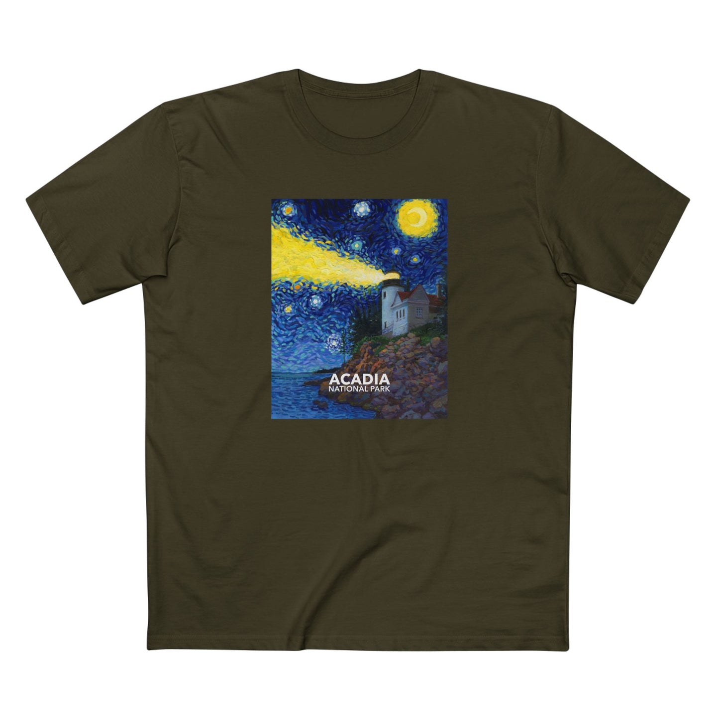 Acadia National Park T-Shirt - Starry Night in Army