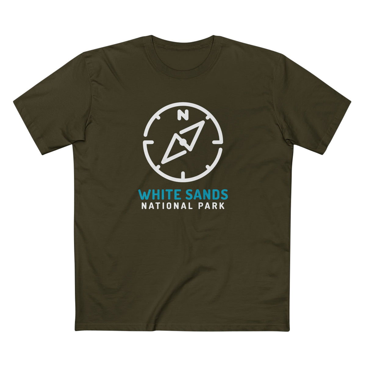 White Sands National Park T-Shirt Compass Design in Army