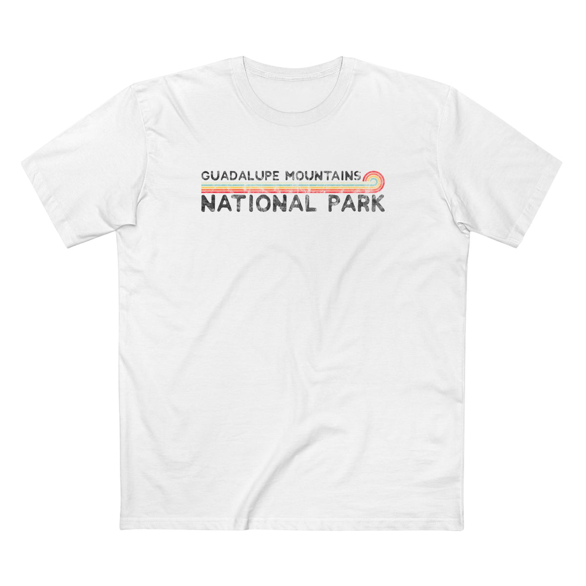 Guadalupe Mountains National Park T-Shirt - Vintage Stretched Sunrise in White