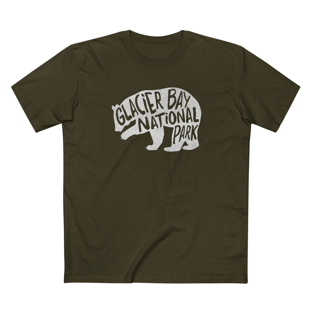 Glacier Bay National Park T-Shirt - Grizzly Bear in Army