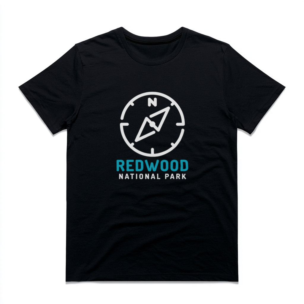Redwood National Park T-Shirt Compass Design in Black