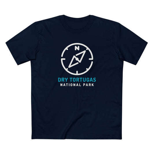Dry Tortugas National Park T-Shirt Compass Design in Navy
