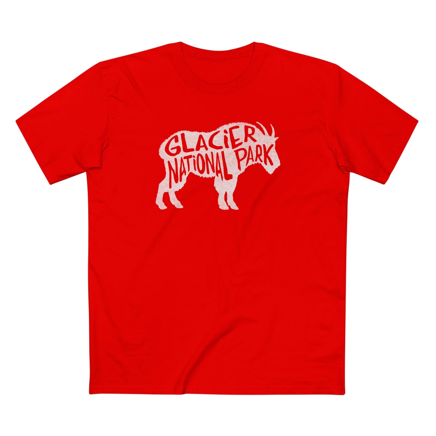 Glacier National Park T-Shirt - Mountain Goat in Red