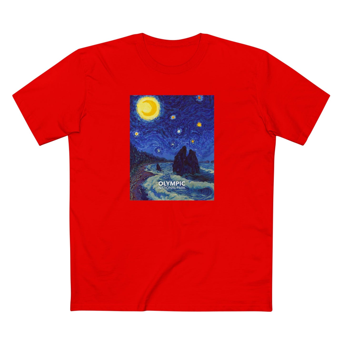 Olympic National Park T-Shirt - The Starry Night in Red