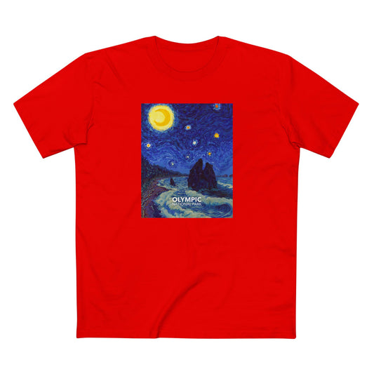 Olympic National Park T-Shirt - The Starry Night in Red