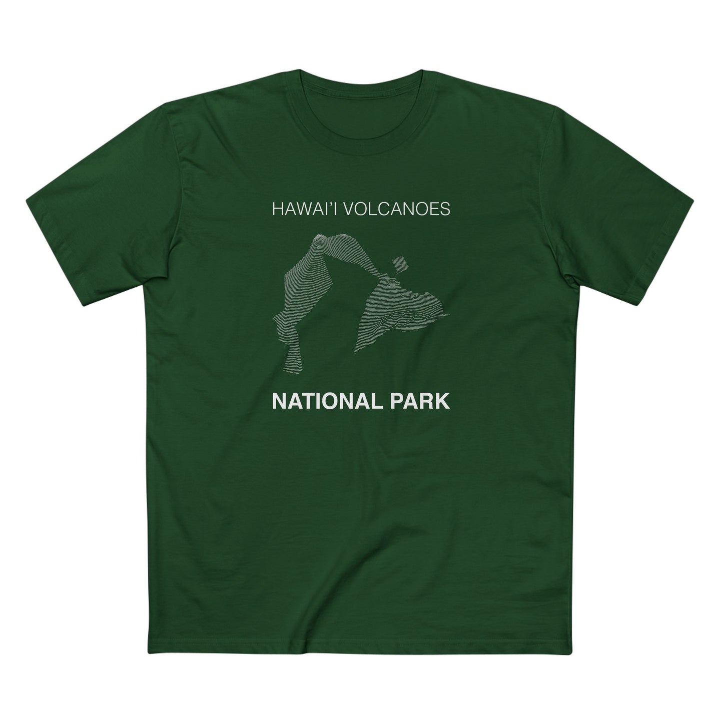 Hawai'i Volcanoes National Park T-Shirt Lines in Forest Green