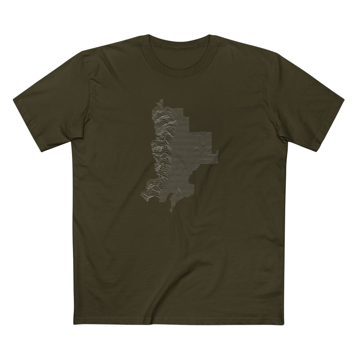 Grand Teton National Park T-Shirt - Topographical Lines in Army