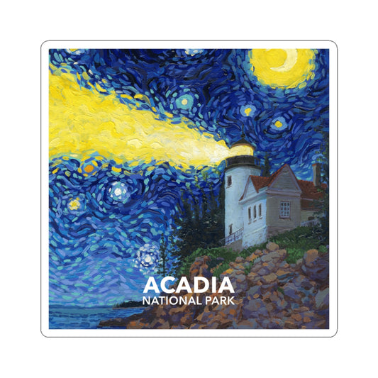 Acadia National Park Sticker - Starry Night Lighthouse