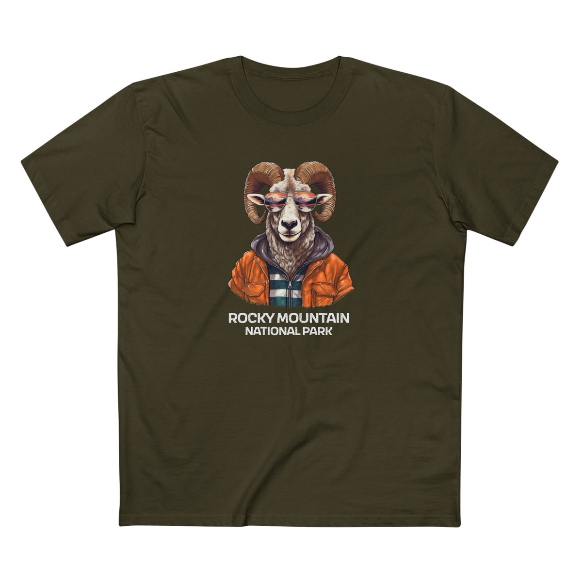 Rocky Mountain National Park T-Shirt - Bighorn Sheep in Army