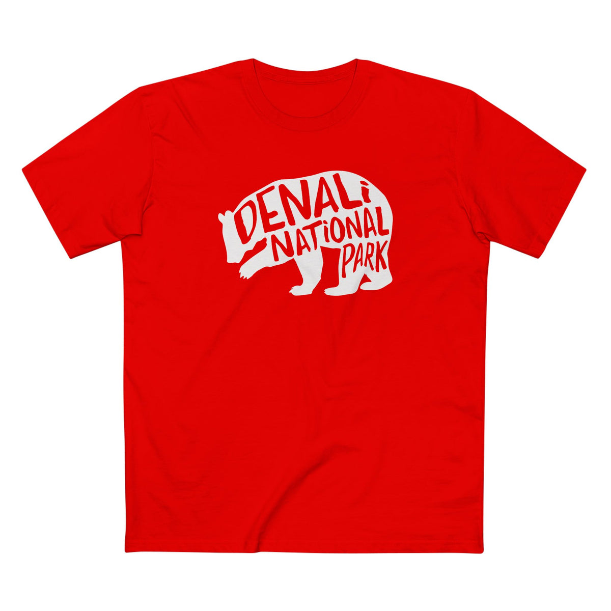 Denali National Park T-Shirt - Grizzly Bear in Red