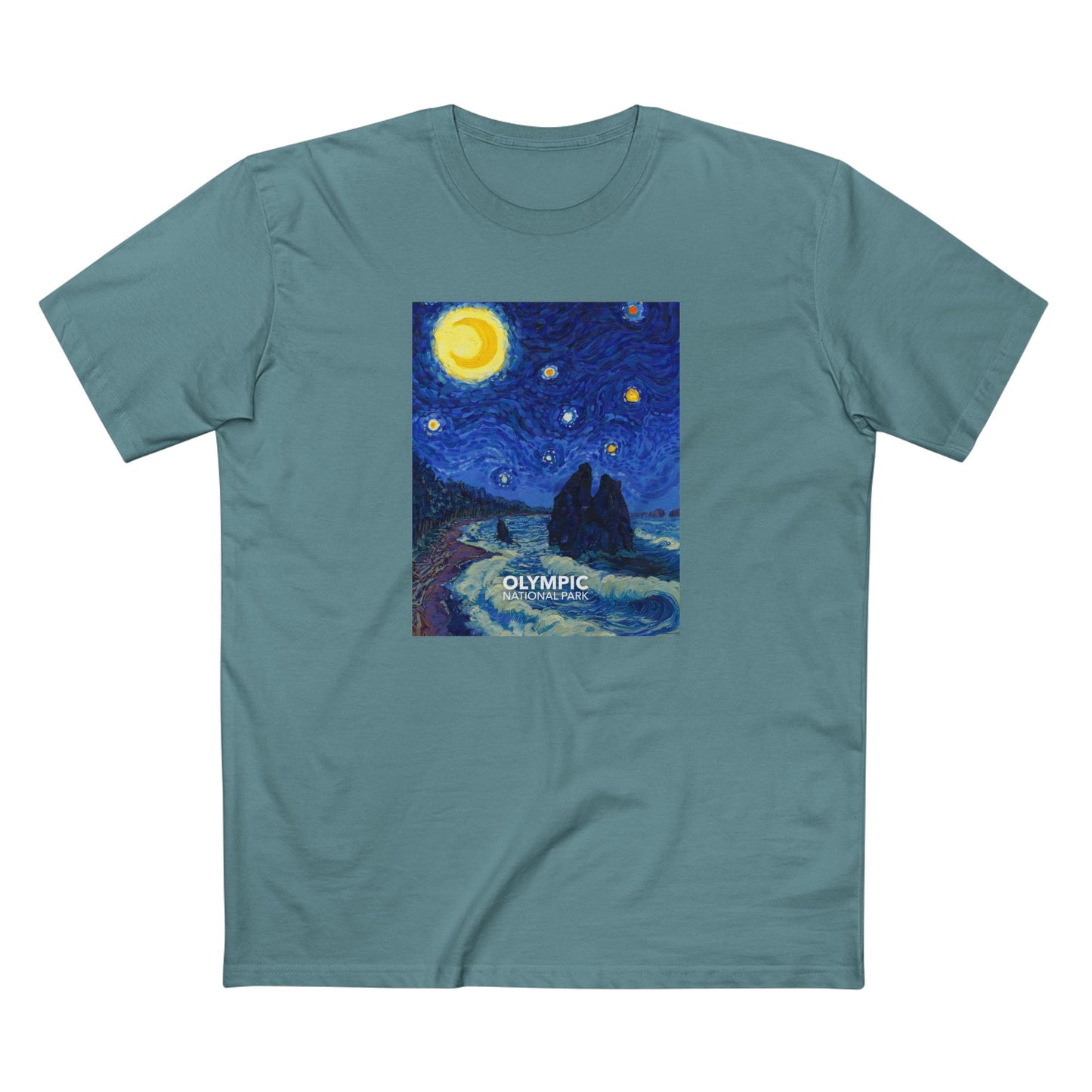 Olympic National Park T-Shirt - The Starry Night in Slate Blue