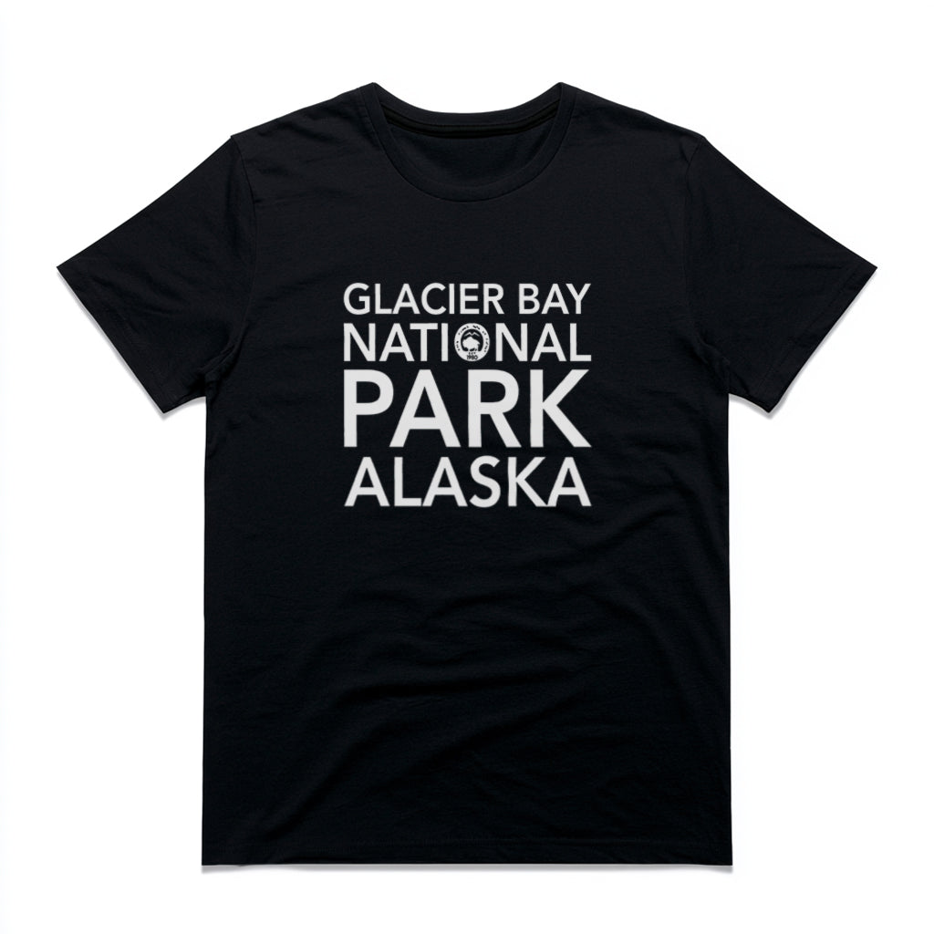 Glacier Bay National Park T-Shirt Block Text in Black
